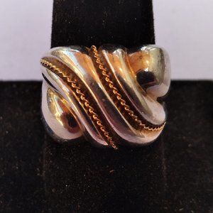 Sterling Silver with 14k Gold Inlay Ring